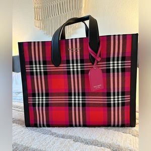 Kate Spade Manhattan Foliage Plaid Large Tote